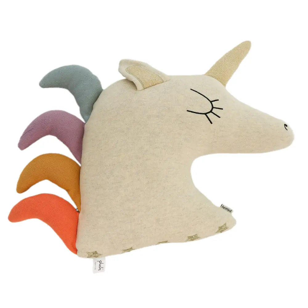Pluchi Sweet Unicors Cotton Knitted Stuffed Soft Toy - Tuscansun Mustard &amp; Black