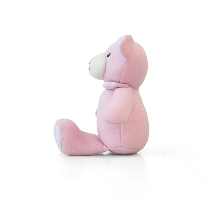 Pluchi Buttercup Teddy Cotton Knitted Stuffed Soft Rattle Toy - Light Pink