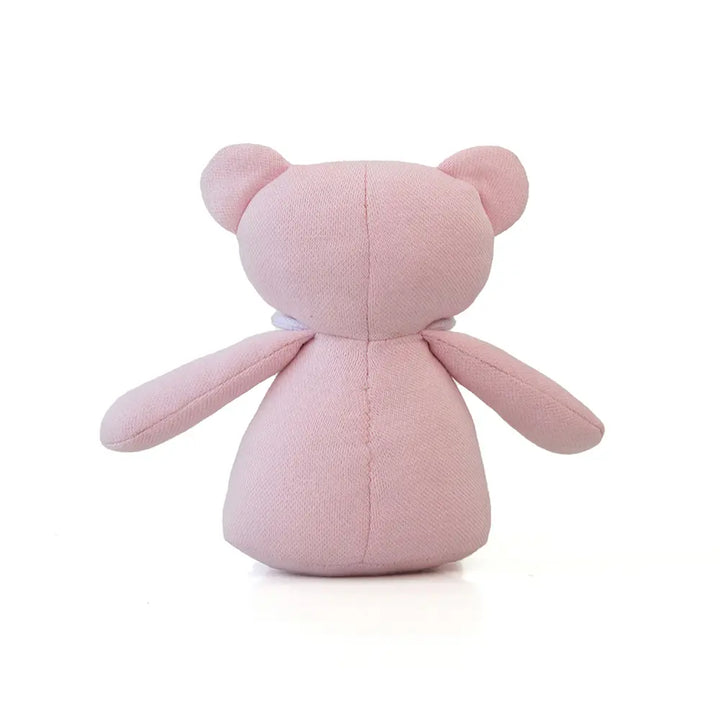 Pluchi Buttercup Teddy Cotton Knitted Stuffed Soft Rattle Toy - Light Pink