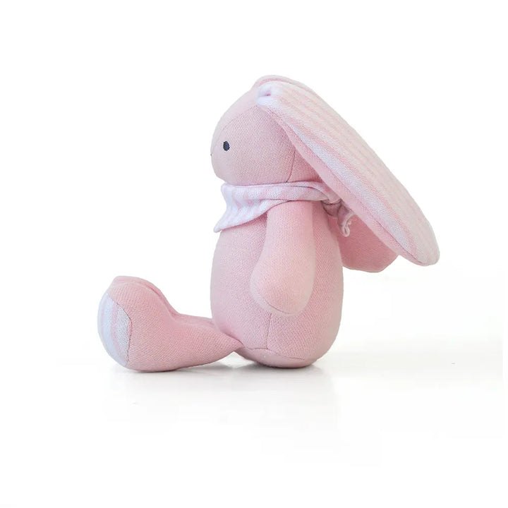 Pluchi Queenie Bunny Hop Toy Cotton Knitted Stuffed Soft Rattle Toy - Light Pink