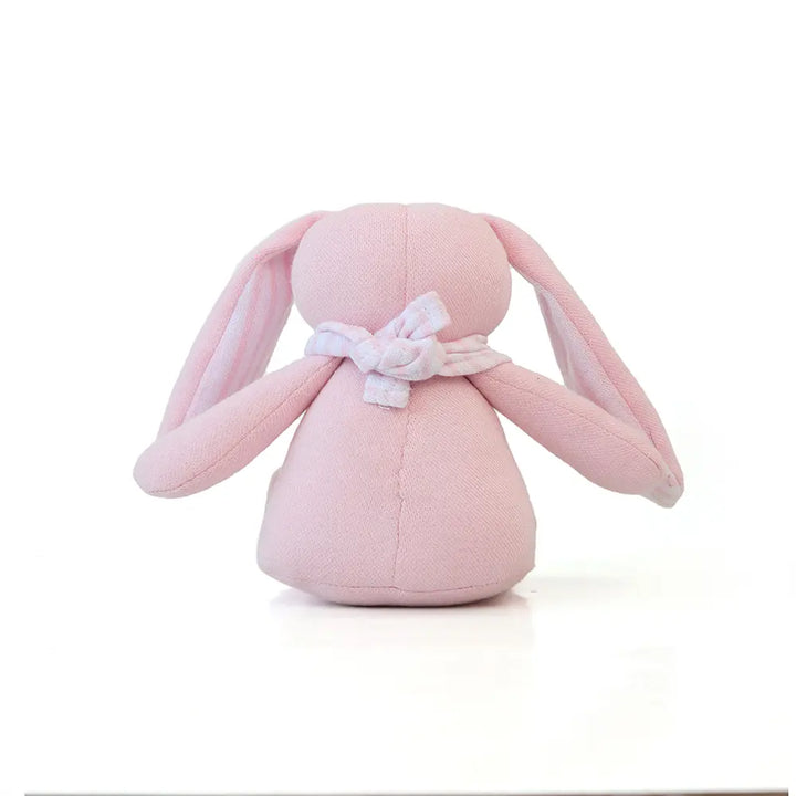 Pluchi Queenie Bunny Hop Toy Cotton Knitted Stuffed Soft Rattle Toy - Light Pink