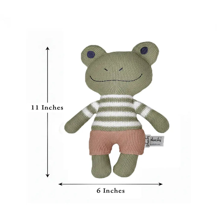Pluchi Toady TotÂ Cotton Knitted Stuffed Soft Toy - Green