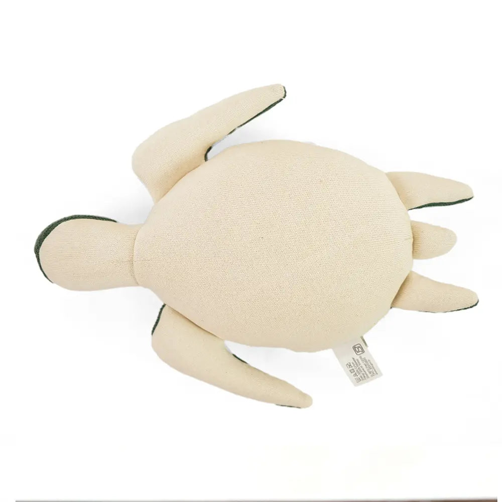 Pluchi Waddles Turtle Cotton Knitted Stuffed Soft Toy - Duke Green &amp; Natural
