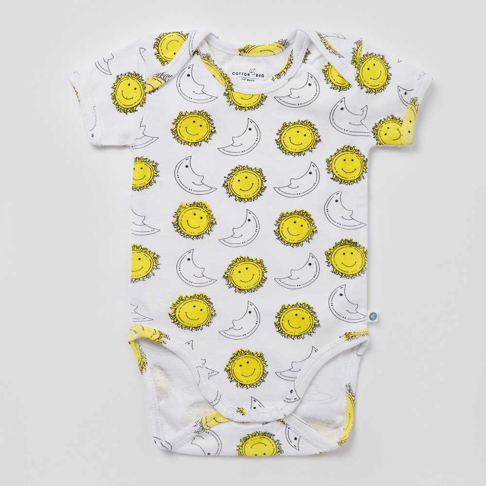 Cotton Bug Half Sleeves Romper - Set of 3 - Sun Moon