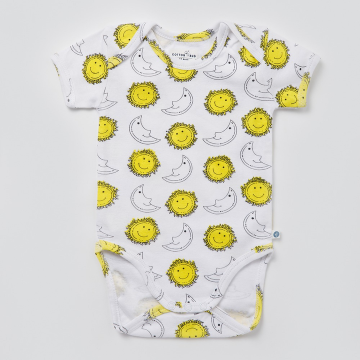 Cotton Bug Half Sleeves Romper - Set of 3 - Sun Moon