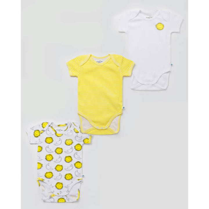 Cotton Bug Half Sleeves Romper - Set of 3 - Sun Moon