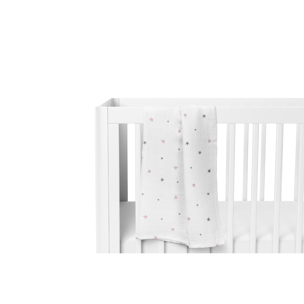 The White Cradle Baby Nursery Swaddle Blanket Wrap 2pcs - Pink &amp; Grey