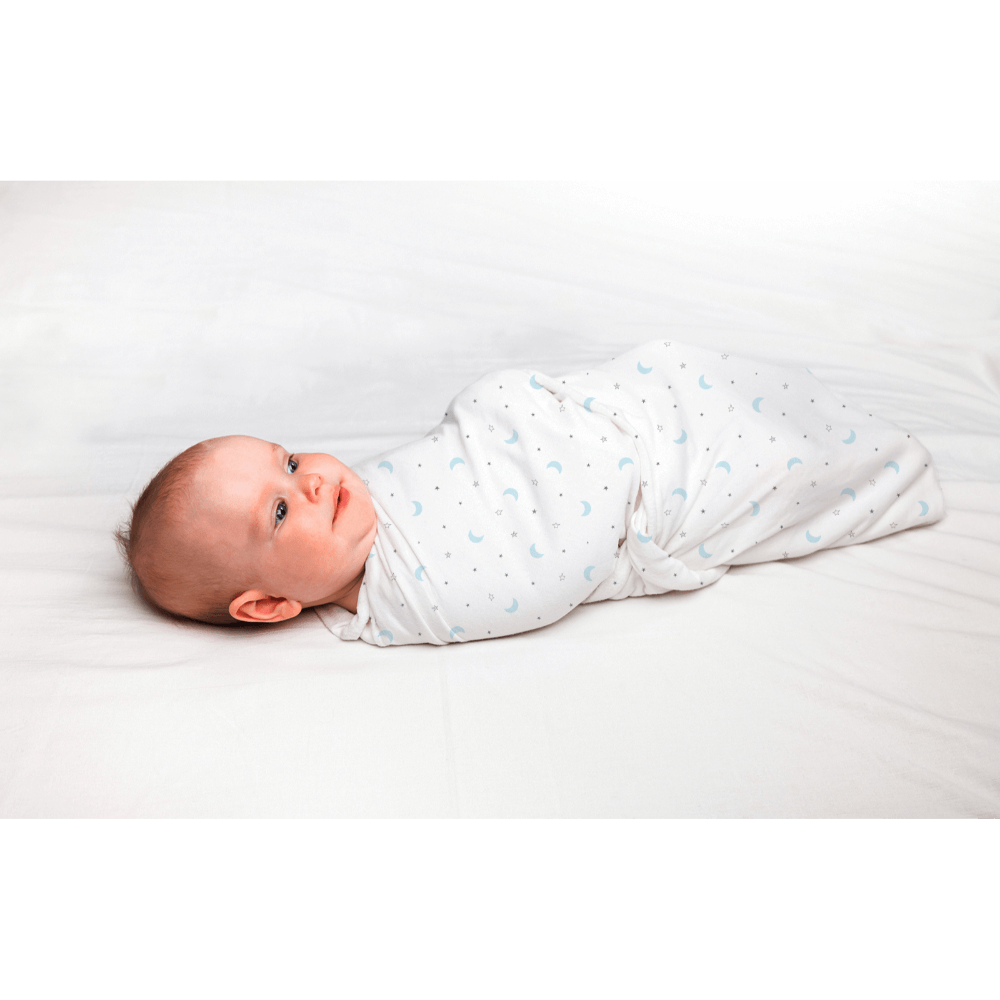 The White Cradle Baby Nursery Swaddle Blanket Wrap 2pcs - Blue & Grey