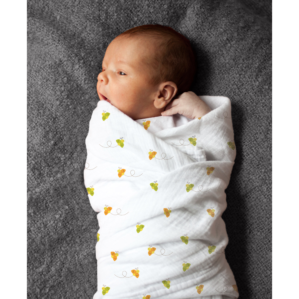 The White Cradle Printed Swaddle Wrap - 100% Organic Cotton