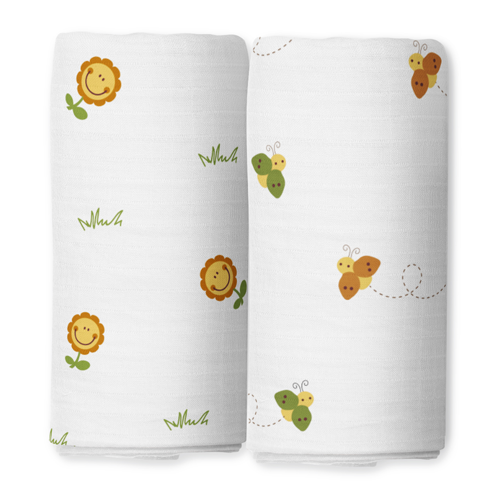 The White Cradle 100% Organic Cotton Baby Swaddle (Pack of 2)