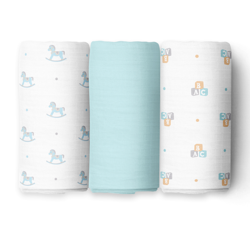 The White Cradle 100% Organic Cotton Swaddle Wrap (Pack of 3)