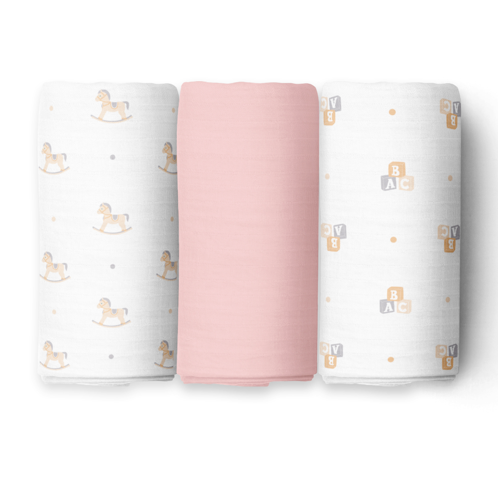 The White Cradle 100% Organic Cotton Swaddle Wrap (Pack of 3)