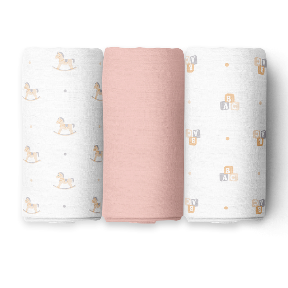 The White Cradle 100% Organic Cotton Swaddle Wrap (Pack of 3)