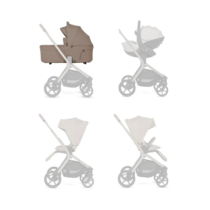 Silver Cross Breez Reversible Carry Cot Flat Recline|Height Adjustable Seat|Easy Fold|Rain Cover |0 to 6MY |Upto 9Kg - Champagne