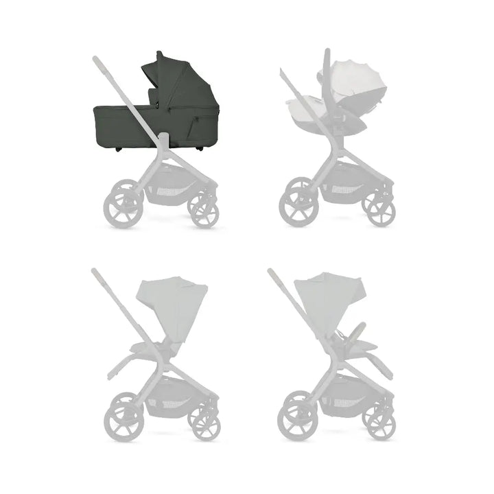Silver Cross Breez Reversible Carry Cot Flat Recline|Height Adjustable Seat|Easy Fold|Rain Cover |0 to 6MY |Upto 9Kg - Pewter