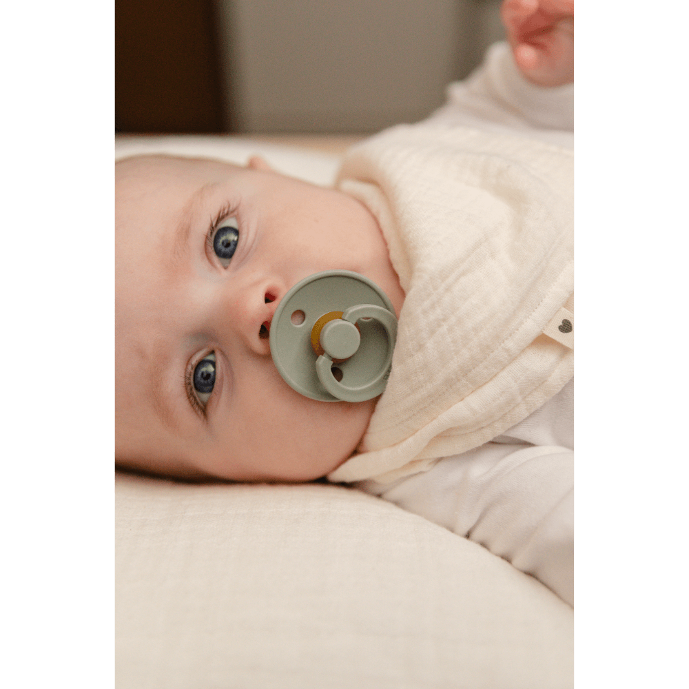 BIBS Colour Latex Flat Symmetrical Pacifier, Size 1 (Pack of 2) - Ivory &amp; Sage