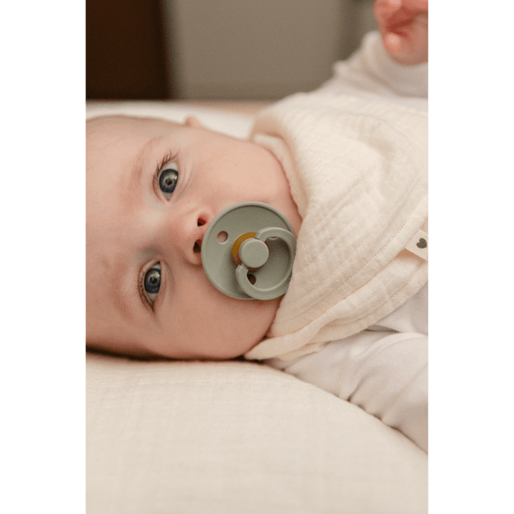 BIBS Colour Latex Flat Symmetrical Pacifier, Size 1 (Pack of 2) - Ivory &amp; Sage