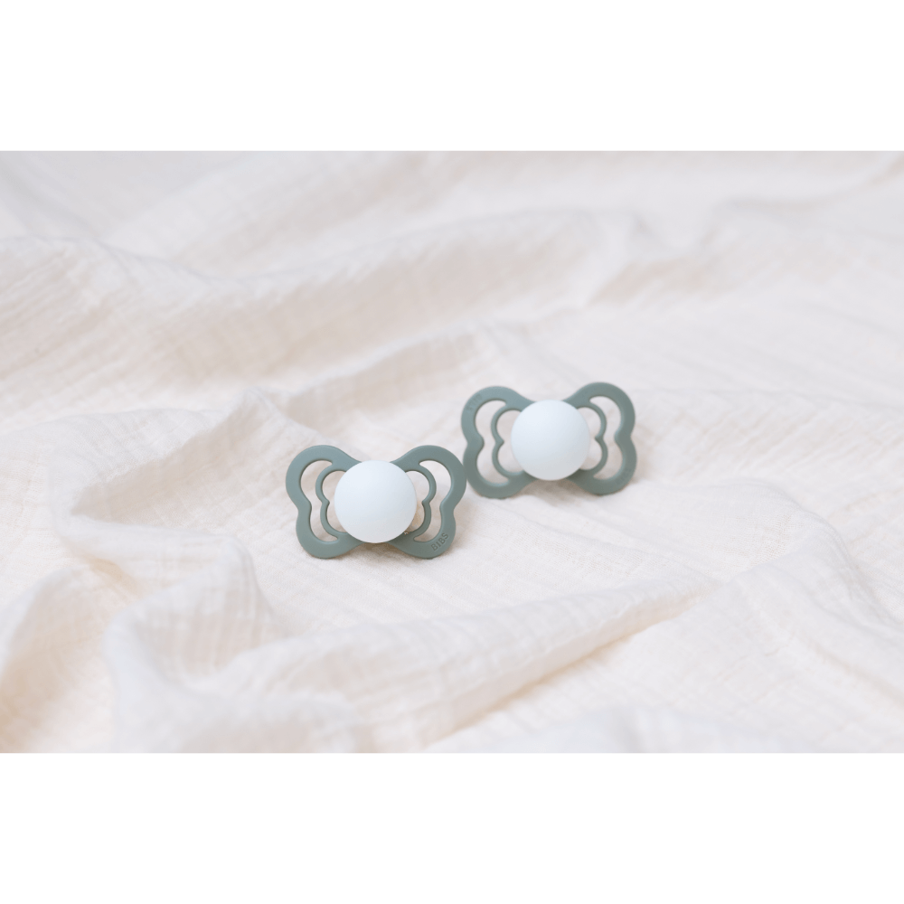 BIBS Couture Latex Anatomical Pacifier, Size 1 - Sage Glow/Cloud Glow(Pack of 2)