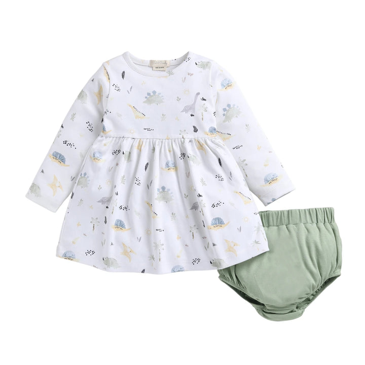 Cot &amp; Candy Baby Organic Full sleeve Gathered Dress with Bloomer - Diano