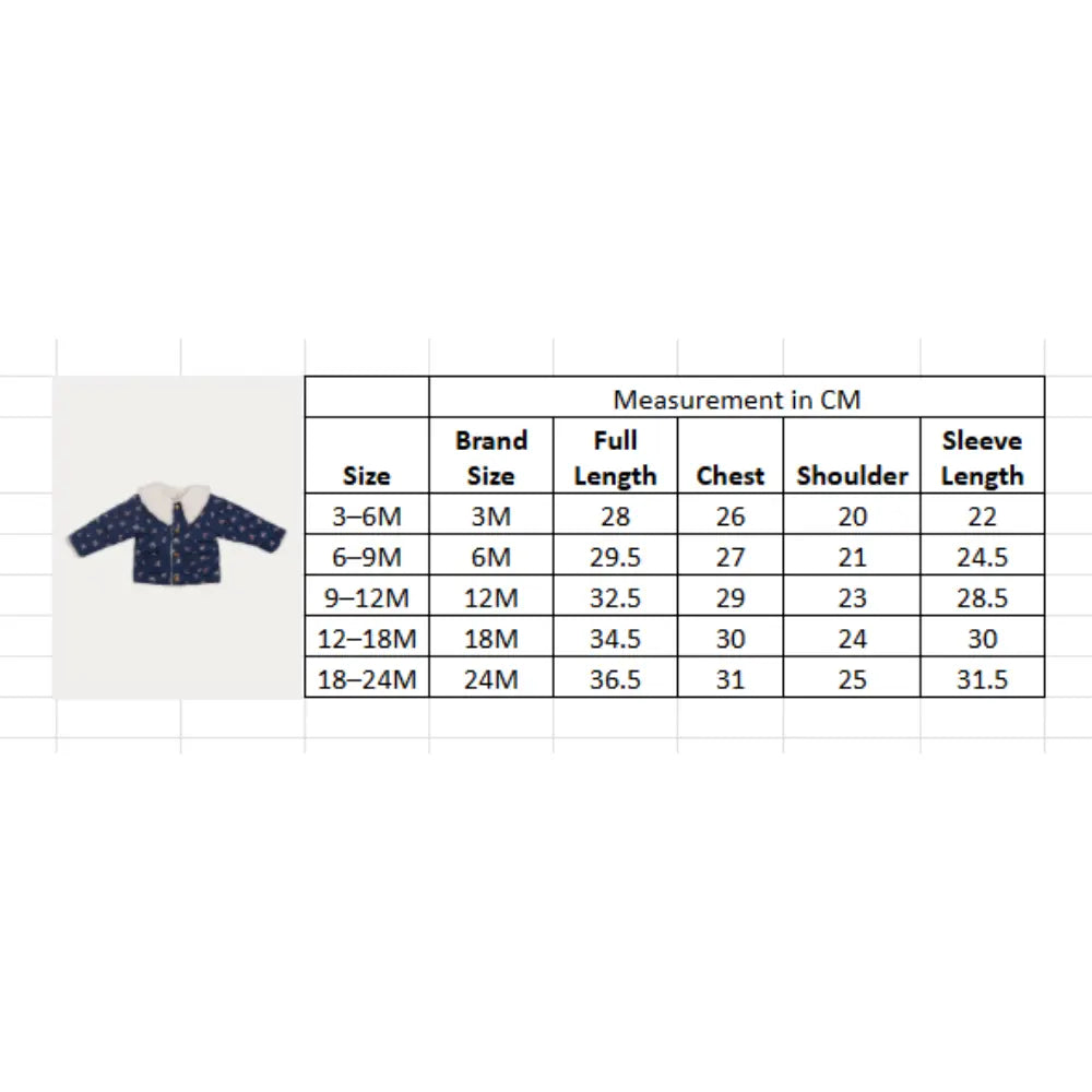 Early Sunday Molly Baby Quilted Jacket For Girls - Ditsy Bouquet Navy