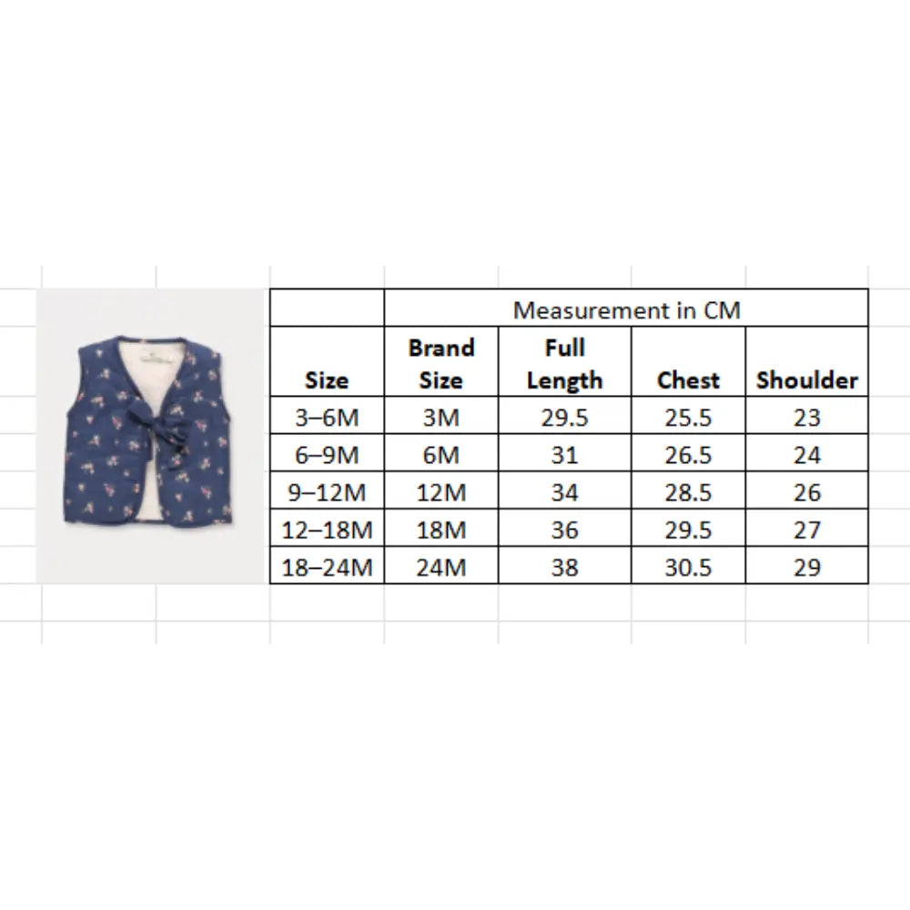 Early Sunday Milly Baby Quilted Gilet For Girls - Ditsy Bouquet Navy