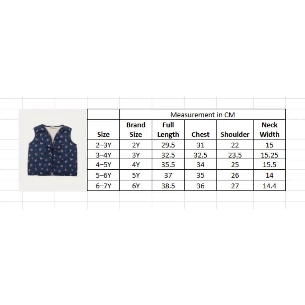 Early Sunday Lou Vest Jacket For Girls - Ditsy Bouquet Navy