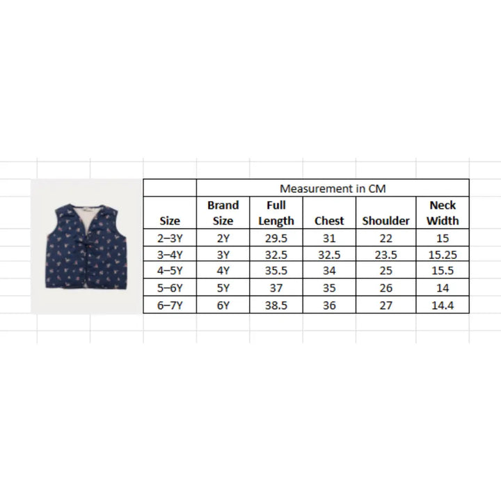 Early Sunday Lou Vest Jacket For Girls - Ditsy Bouquet Navy