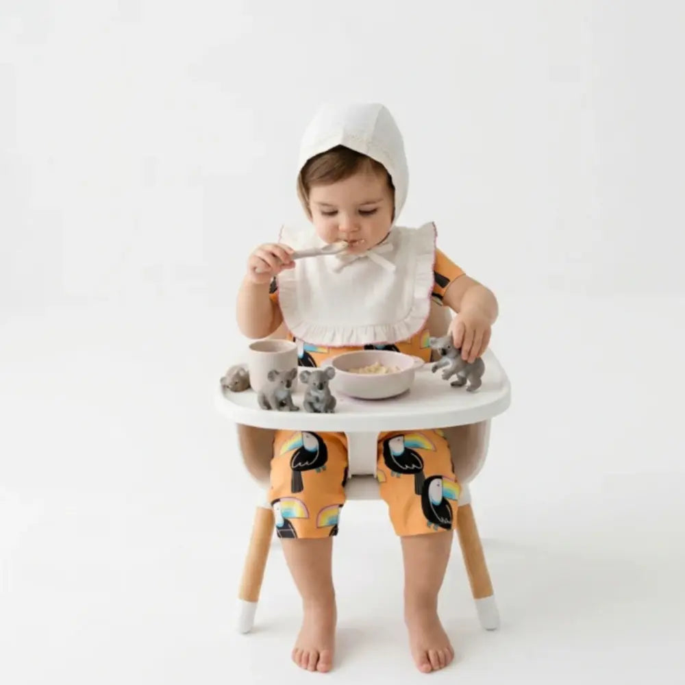 Sweetlime By As Organic Cotton Classic Charm Bib &amp; Bonnet- White - 0-12M