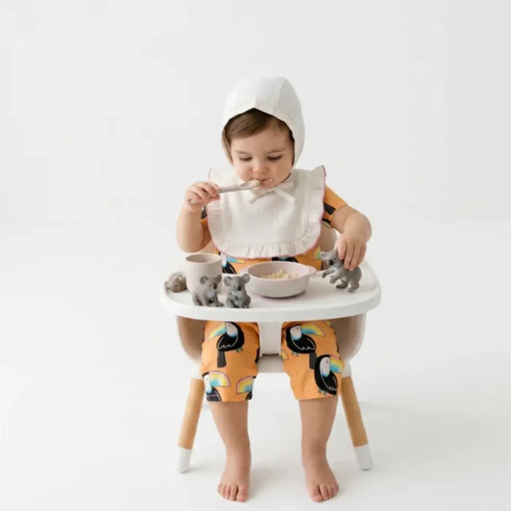 Sweetlime By As Organic Cotton Classic Charm Bib &amp; Bonnet- White - 0-12M