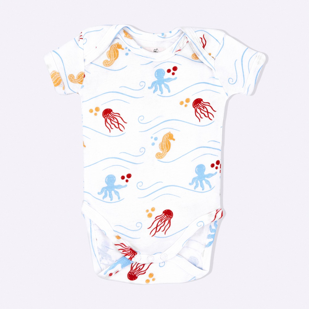 Cotton Bug Half Sleeves Romper Set of 3 - Sea World