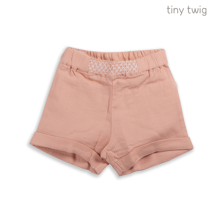 Tiny Twig Smock Shorts Apricot Blush