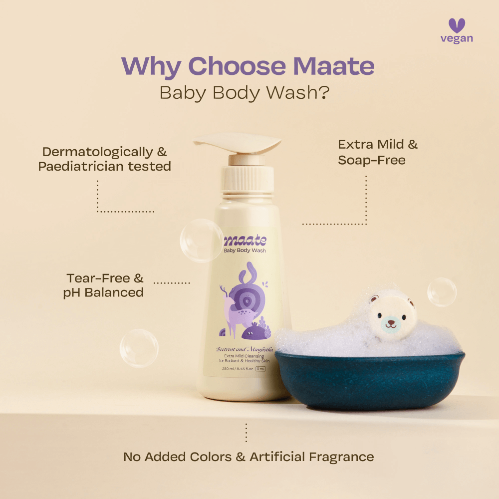 Maate Baby Body Wash Natural &amp; Vegan - 250 ml (Pack of 2)