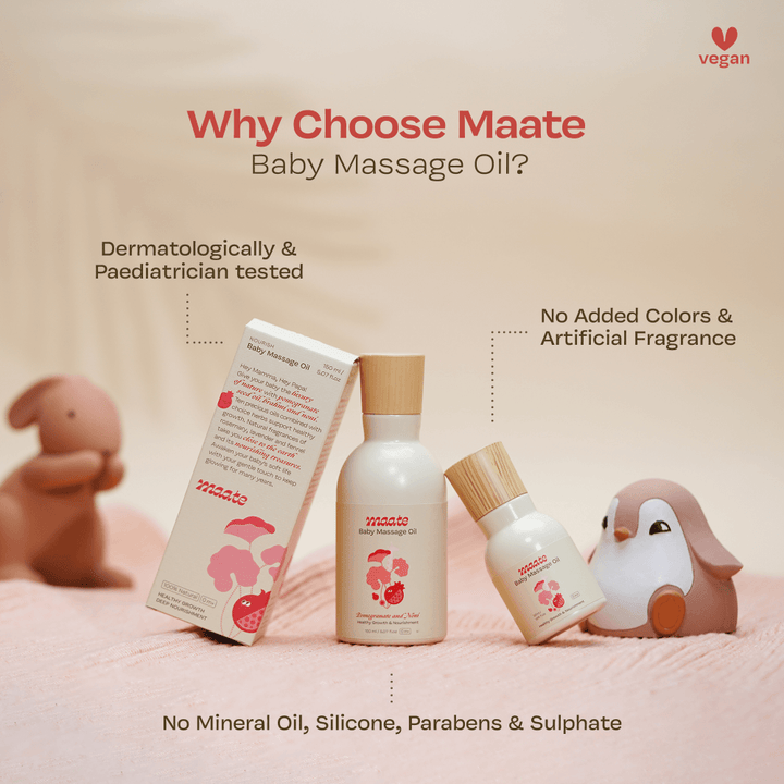 Maate Baby Massage Oil 100% Natural &amp; Vegan - 150 ml (Pack of 2)