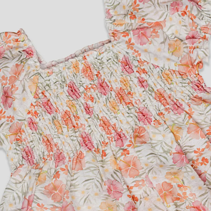 Tiny Twig Hibiscus Smock Dress