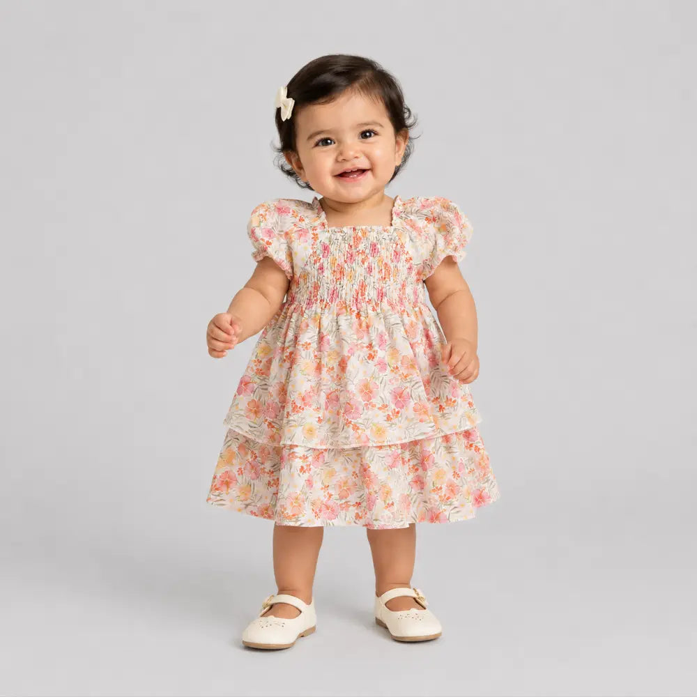 Tiny Twig Hibiscus Smock Dress