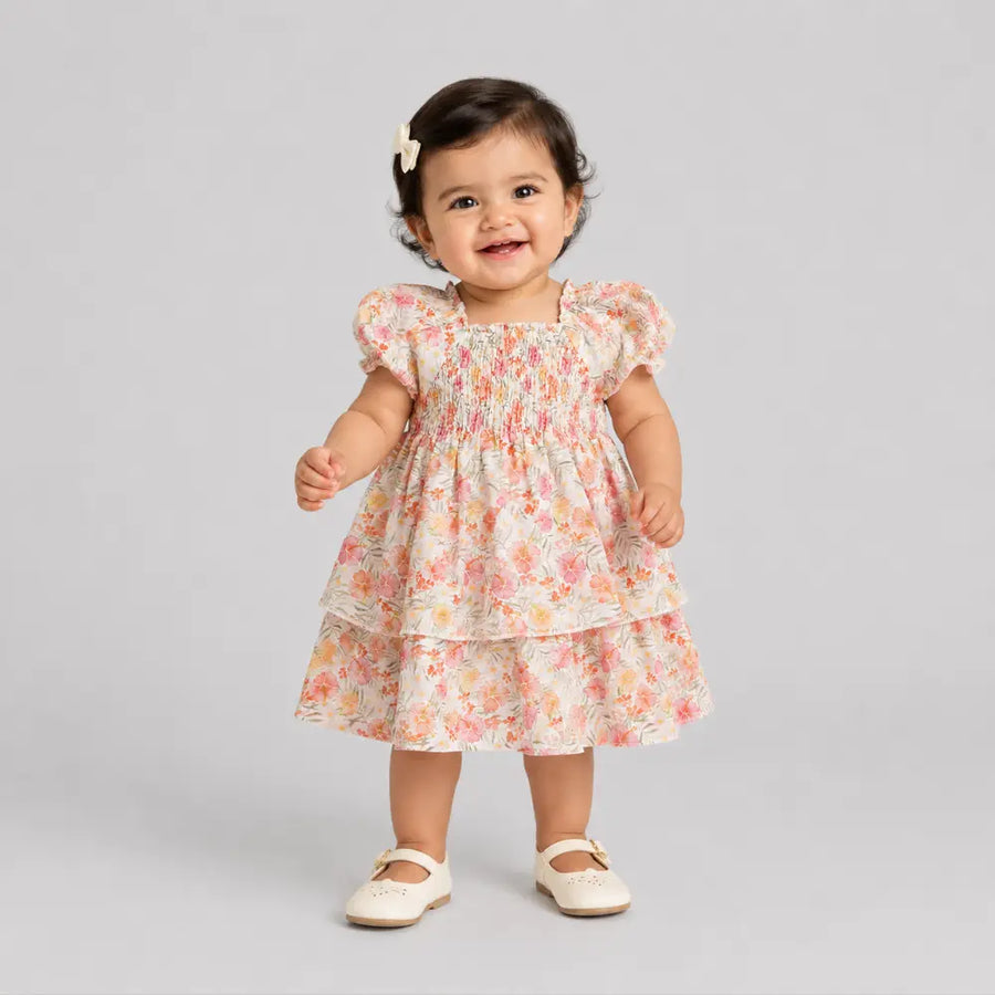 Tiny Twig Hibiscus Smock Dress