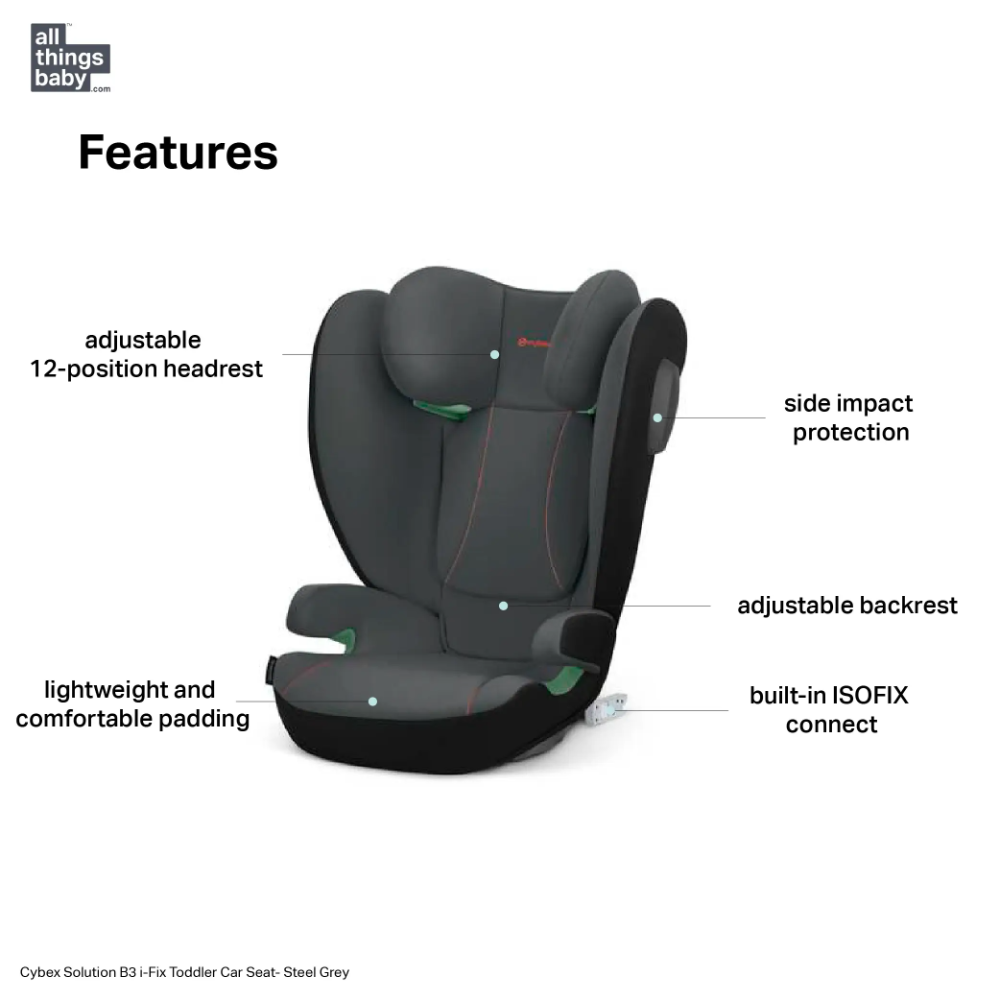 Cybex Solution B3 i-Fix Toddler Highback Booster Car Seat with Adjustable Headrest, ISOFIX Connectors, Padded Seat, Easy Installation, and Side Impact