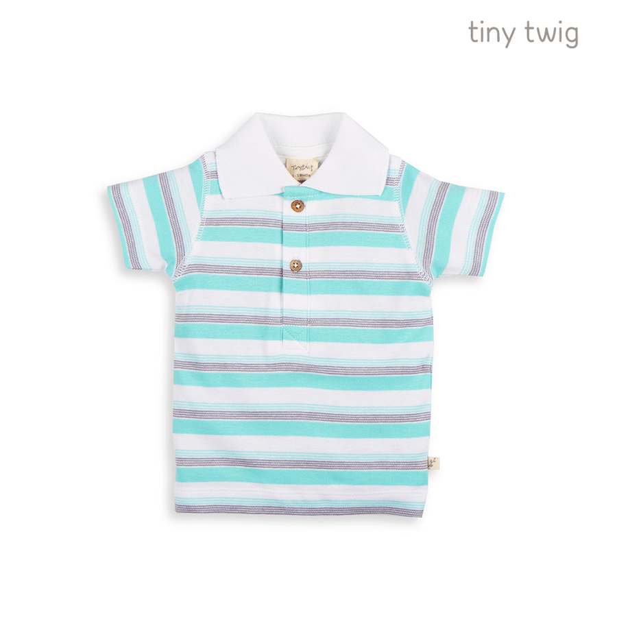 Tiny Twig Polo Tee Space Stripes