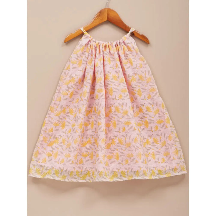Liz Jacob Girls Pink Kota Cotton Blockprinted Dress | Sunfields