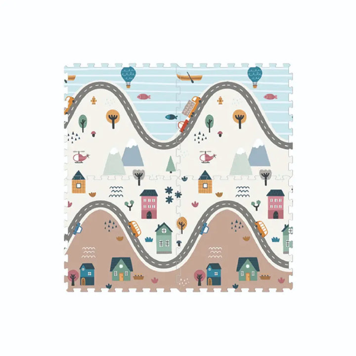 Sunta 10 mm City &amp; Village Baby Play Mat Size-2200 X 1200 X 10mm