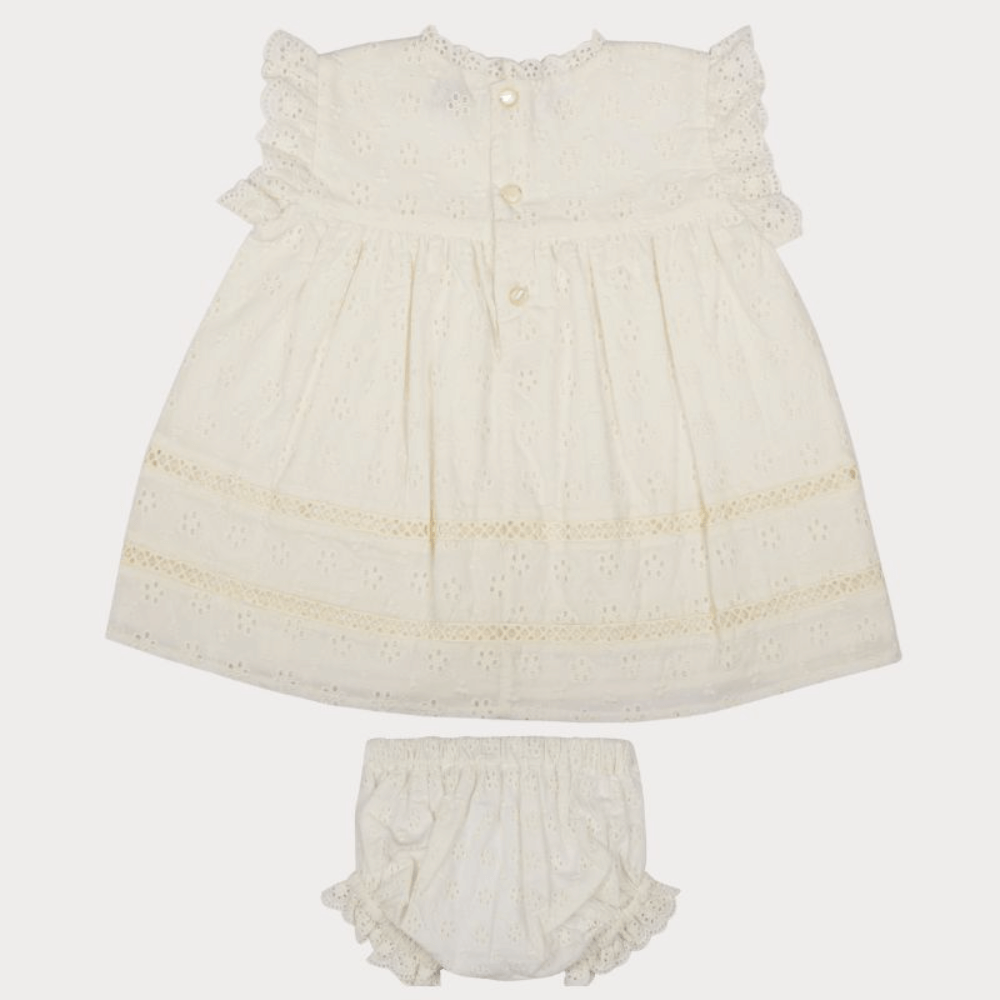 Early Sunday Susie Baby Dress &amp; Bloomer - Ivory