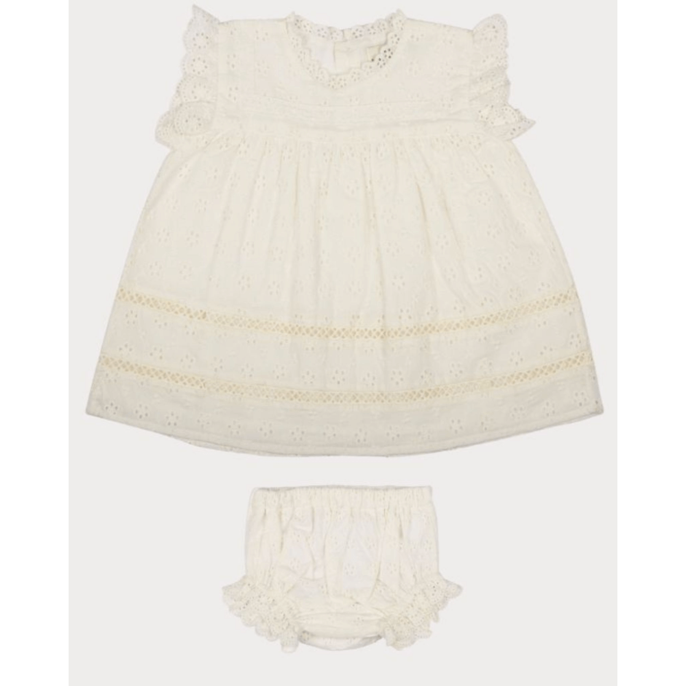 Early Sunday Susie Baby Dress &amp; Bloomer - Ivory