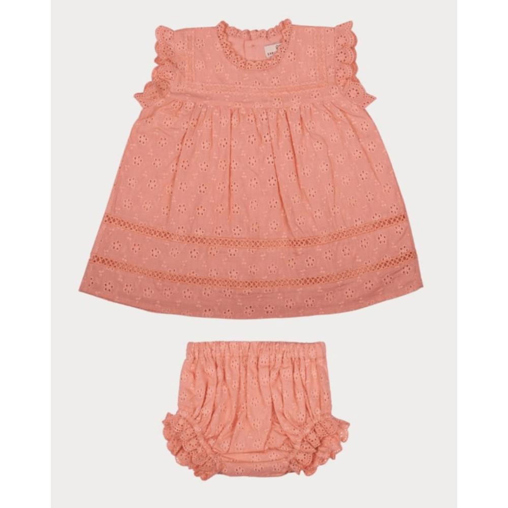 Early Sunday Susie Baby Dress &amp; Bloomer - Strawberry