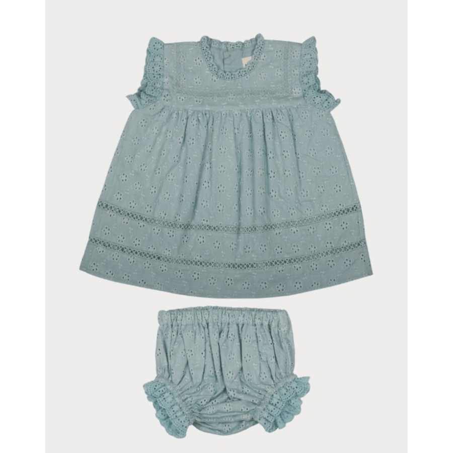 Early Sunday Susie Baby Dress & Bloomer - Sea Dream