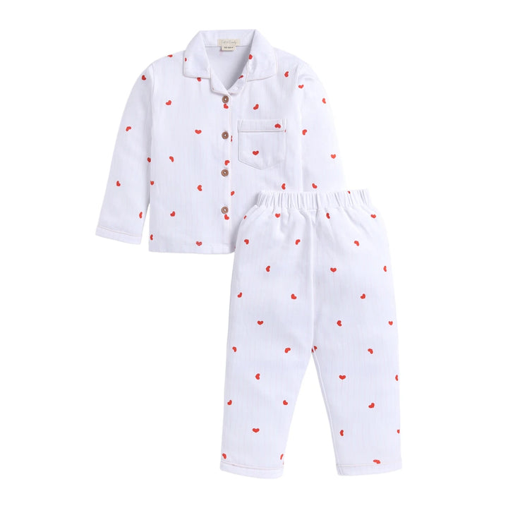 Cot &amp; Candy Baby Organic Classic Collar PJ Set - Sweetheart Stripe