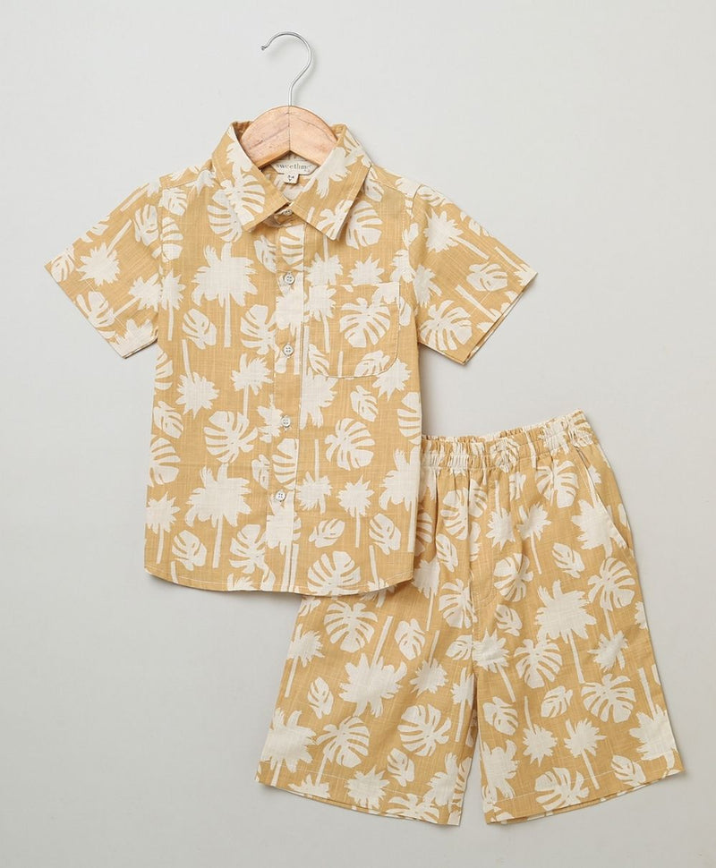Sweetlime By AS Leaf Printed Co-ord Set - Beige