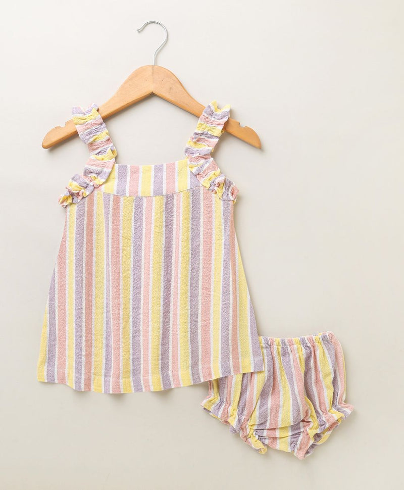 Sweetlime By AS Multicoloured Striped Blouse with a Bloomer - Multicoloured