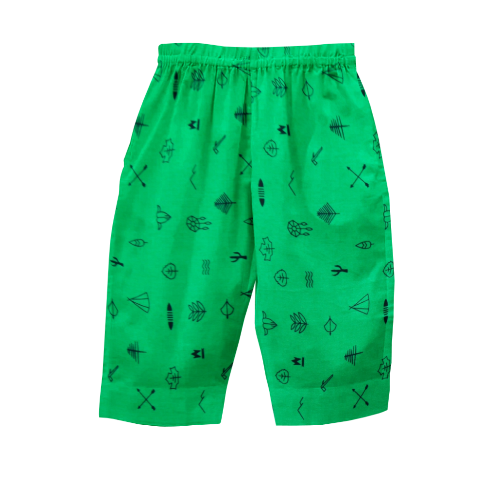 The Baby Atelier Full Sleeved Collared Pajama Set - Green Line Drawing