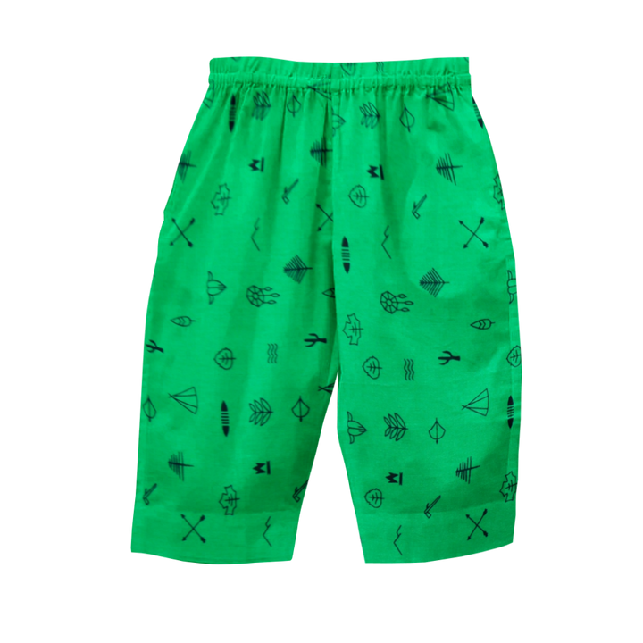 The Baby Atelier Full Sleeved Collared Pajama Set - Green Line Drawing