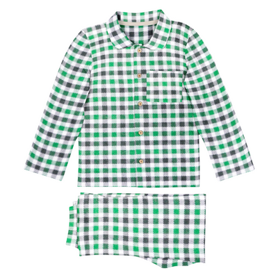 The Baby Atelier Full Sleeved Pajama Set - Green & Black Checks